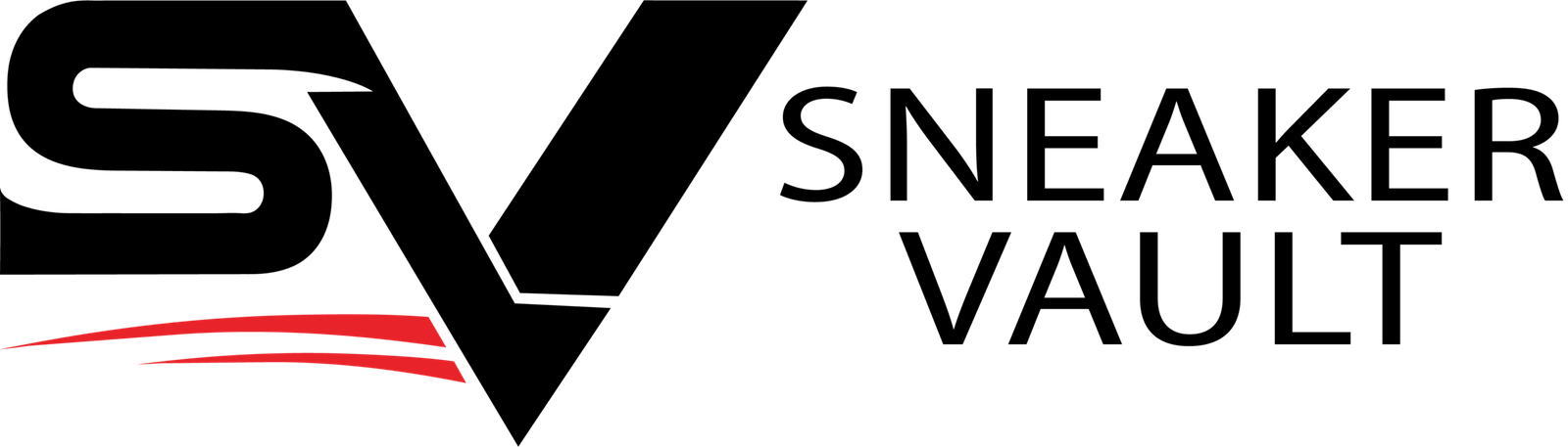 shoe vault logo black and red horizontal